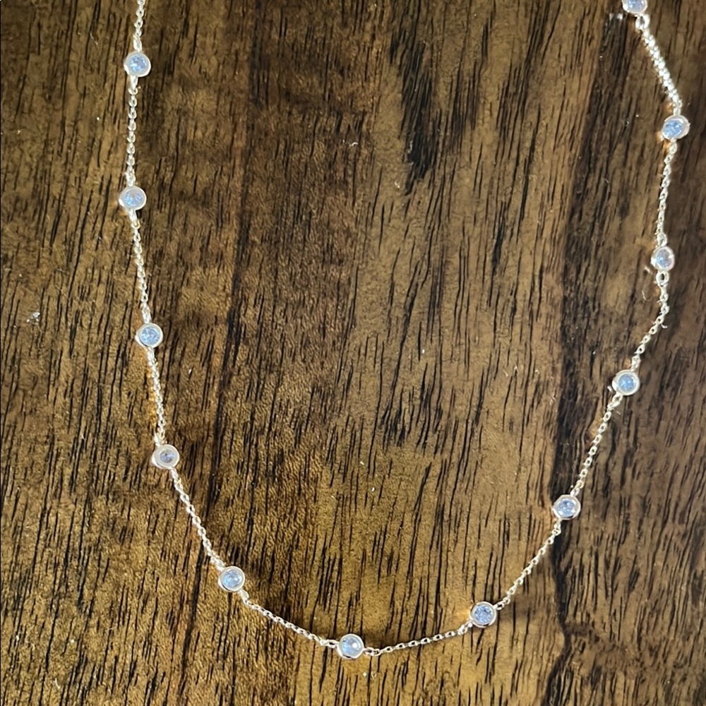 Anthropologie 14k Gold  plated crystal Necklace Minimalist Design